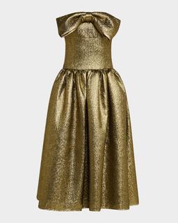 Metallic Jacquard Bow Midi Dress