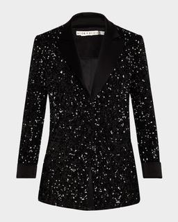 Justin Sequined Combo Rolled-Cuff Blazer