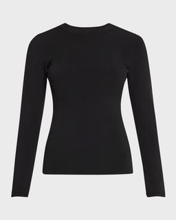 Long-Sleeve Compact Rib-Knit Top