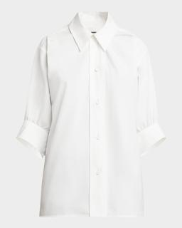 Three-Quarter Sleeve Poplin Blouse