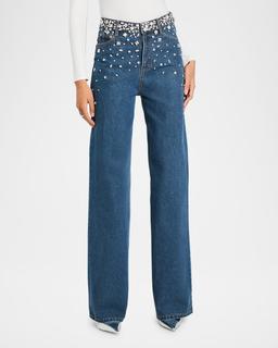 Jenna Embellished Wide-Leg Jeans