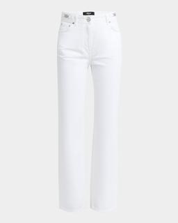 White Washed Denim Straight-Leg Pants
