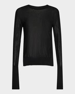 Sheer Knit Crewneck Sweater