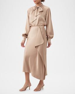 Daisha Tie-Neck Satin Top