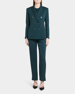 Double-Breasted Stretch Wool Blazer Jacket