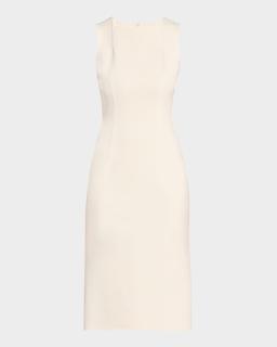 Square-Neck Crepe Sheath Dress