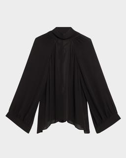 Elianna Cutout Pleated Silk Blouse