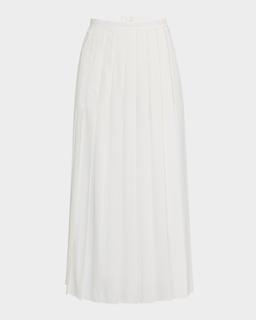 Pleated Hand-Beaded Midi Skirt