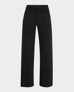 Embellished Wide-Leg Carpenter Jeans