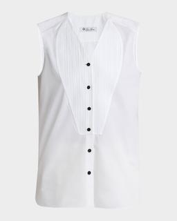 Caylee Sleeveless Poplin Tux Top