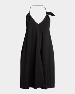 Halter Leather Knot Backless Mini Dress