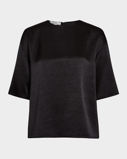 Satin Short-Sleeve Blouse