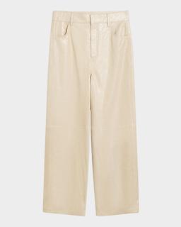 Cailys Crocodile-Embossed Leather Trousers