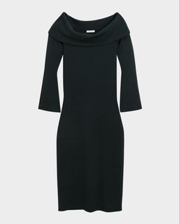 Bennie Off-Shoulder Zebra Intarsia Midi Dress