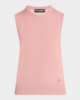 Virgin Wool Sleeveless Crewneck Sweater