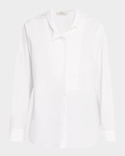Poplin Power Asymmetric Button-Down Blouse