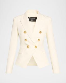 Classic Double-Breasted Fitted Wool Jacket