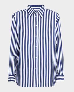 Oversize Fit Striped Cotton Shirt