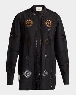 Soeline Embroidered Button-Down Shirt