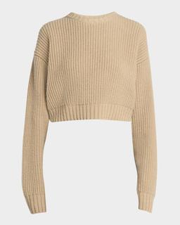 Ribbed Wool Cashmere Cropped Sweater