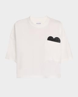 Heart Intrecciato Cropped Cotton Jersey T-Shirt