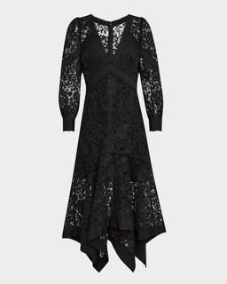 Handkerchief Floral Lace Midi Dress