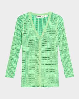 Elise V-Neck Pointelle Knit Cardigan