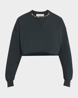 Golden Embellished Cropped Sweatshirt