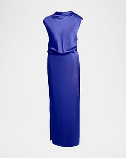 High-Neck Double Silk Satin Gown