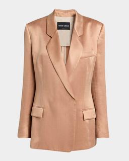 Cupro Double-Breasted Blazer Jacket