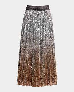 Belinda Pleated Sequined Midi Skirt