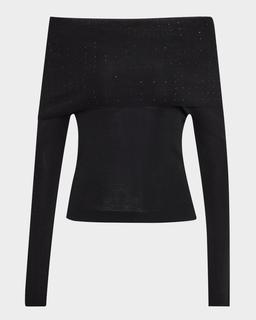 Aura Embellished Off-The-Shoulder Sweater
