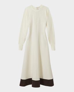 Caprice Contrast-Hem Midi Sweater Dress