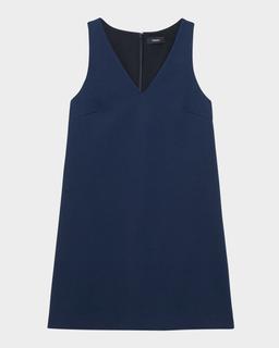 Ponte V-Neck Mini Shift Dress