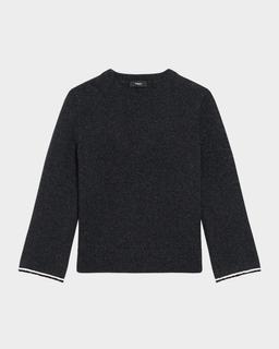 Stitched Wool-Cashmere Crewneck Sweater