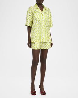 Strawberry Garden Silk Twill Informal Shirt