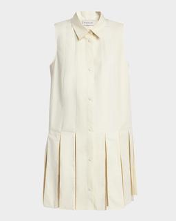 Snap-Front Sleeveless Godet Dress