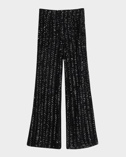 Stripe Sequined Wide Leg Trousers