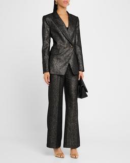 Misha Metallic Flare-Leg Pants