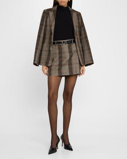 Plaid-Print Tailored Mini Skirt