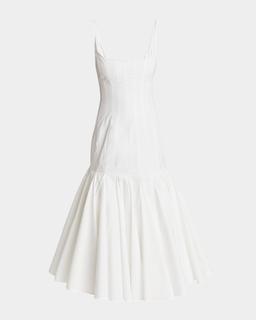 Agave Pleated Drop-Waist Midi Dress