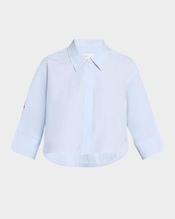 Maude High-Low Striped Cotton Shirt