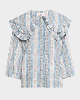 Lois Long-Sleeve Wallpaper Floral Blouse