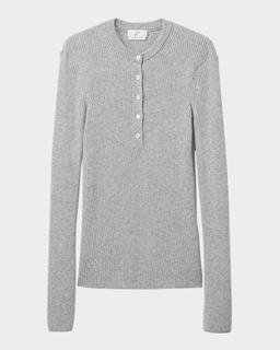 Cashmere Rib Henley Sweater