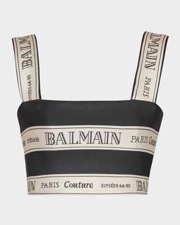 Striped Logo Jacquard Crop Top