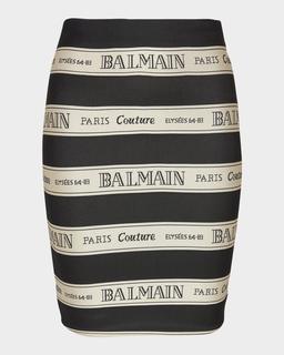 Striped Balmain Jacquard Mini Skirt