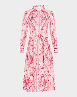 Floral-Print Cotton Midi Shirtdress