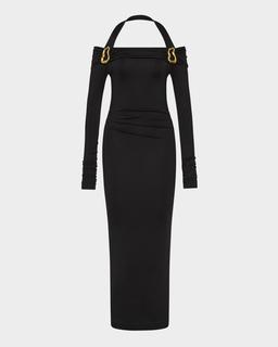 Domenica Embellished Cold-Shoulder Midi Dress