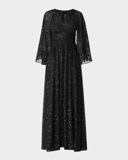 Maud Fil Coupe Cape Maxi Dress