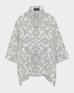 Wide Short-Sleeve Shirt With Collar (Mid Plus Length)